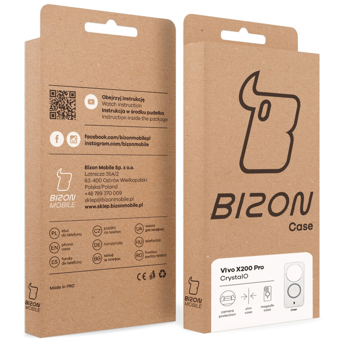 Handyhülle mit Magnetring für Vivo X200 Pro, Bizon Case CrystalO, Transparent