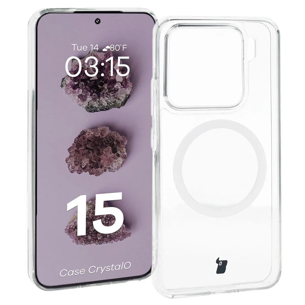 Handyhülle mit Magnetring für Xiaomi 15, Bizon Case CrystalO, Transparent