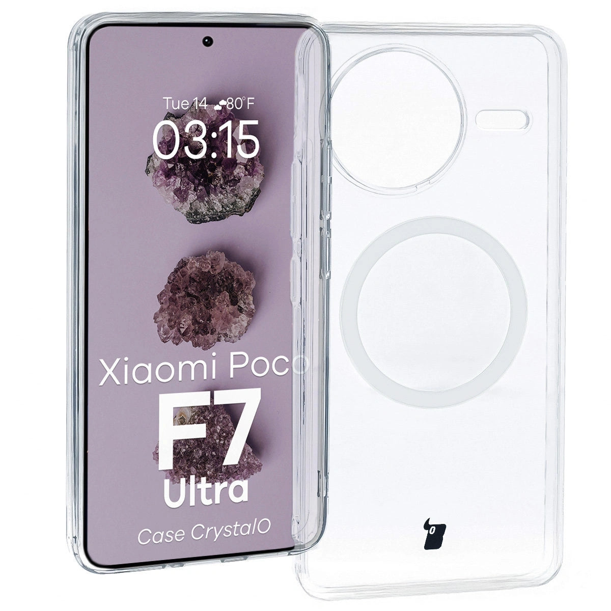 Handyhülle mit Magnetring für Xiaomi POCO F7 Ultra, Bizon Case CrystalO, Transparent