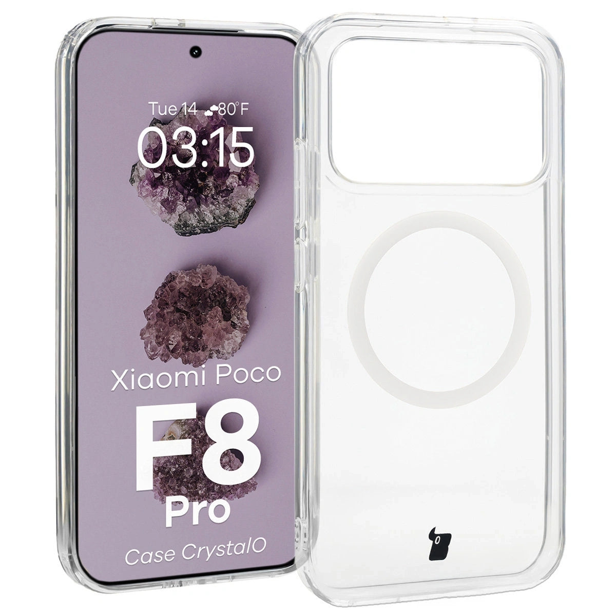 Handyhülle mit Magnetring für Xiaomi POCO F8 Pro, Bizon Case CrystalO, Transparent