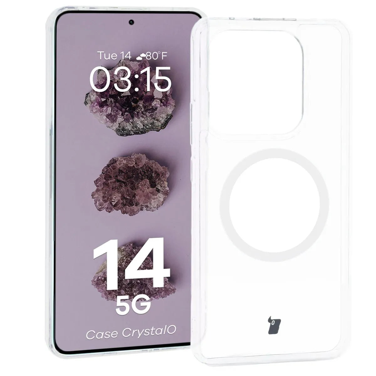 Handyhülle mit Magnetring für Xiaomi Redmi Note 14 5G, Bizon Case CrystalO, Transparent