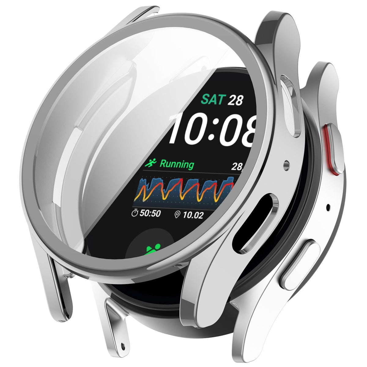 Schutzhülle für Galaxy Watch 7 44 mm, Bizon Case Watch Felipe, Silbern