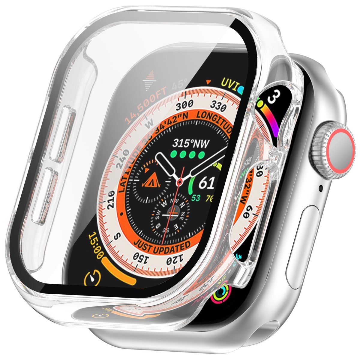 Schutzhülle mit Glas für Apple Watch 11 / 10 42mm, Bizon Case Watch Adamo, Transparent