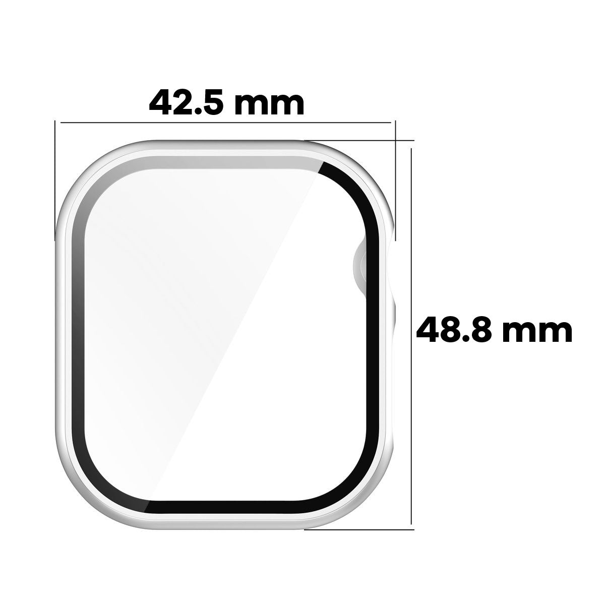 Schutzhülle mit Glas für Apple Watch 11 / 10 (46mm), Bizon Case+Glass Watch, Silbern