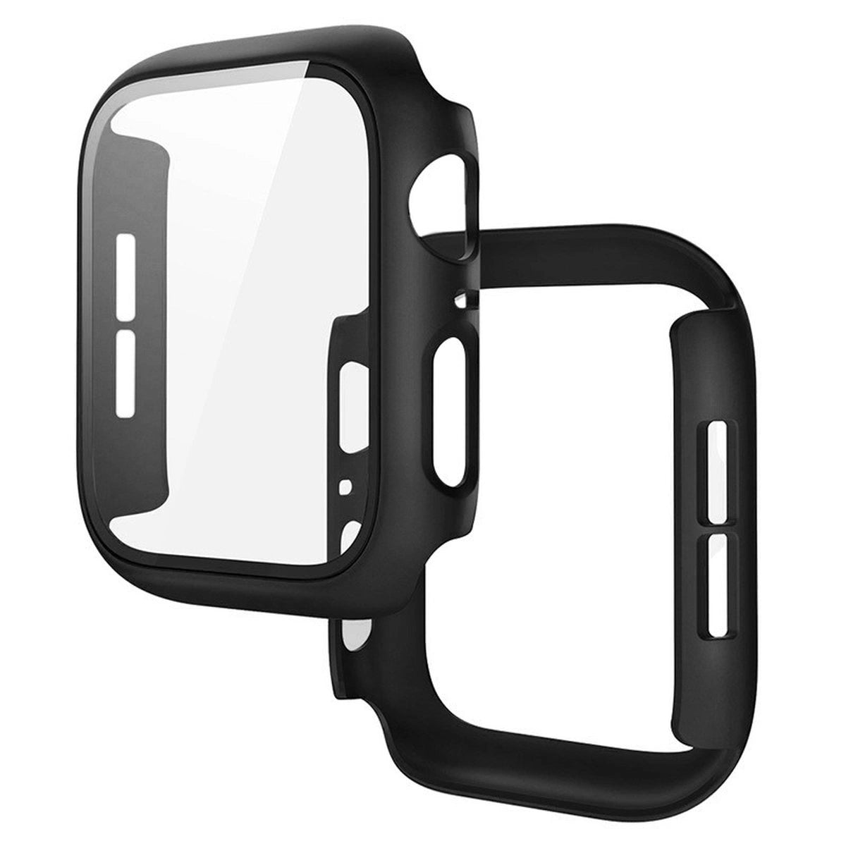 Schutzhülle mit Glas für Apple Watch SE 3 / SE 2 / SE / 6 / 5 / 4 (40 mm), Bizon Case Watch Adamo, mattes Schwarz