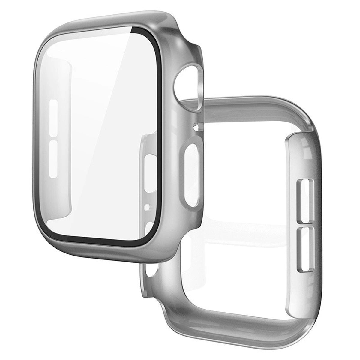 Schutzhülle mit Glas für Apple Watch SE 3 / SE 2 / SE / 6 / 5 / 4 (40 mm), Bizon Case Watch Adamo, mattes Silbern
