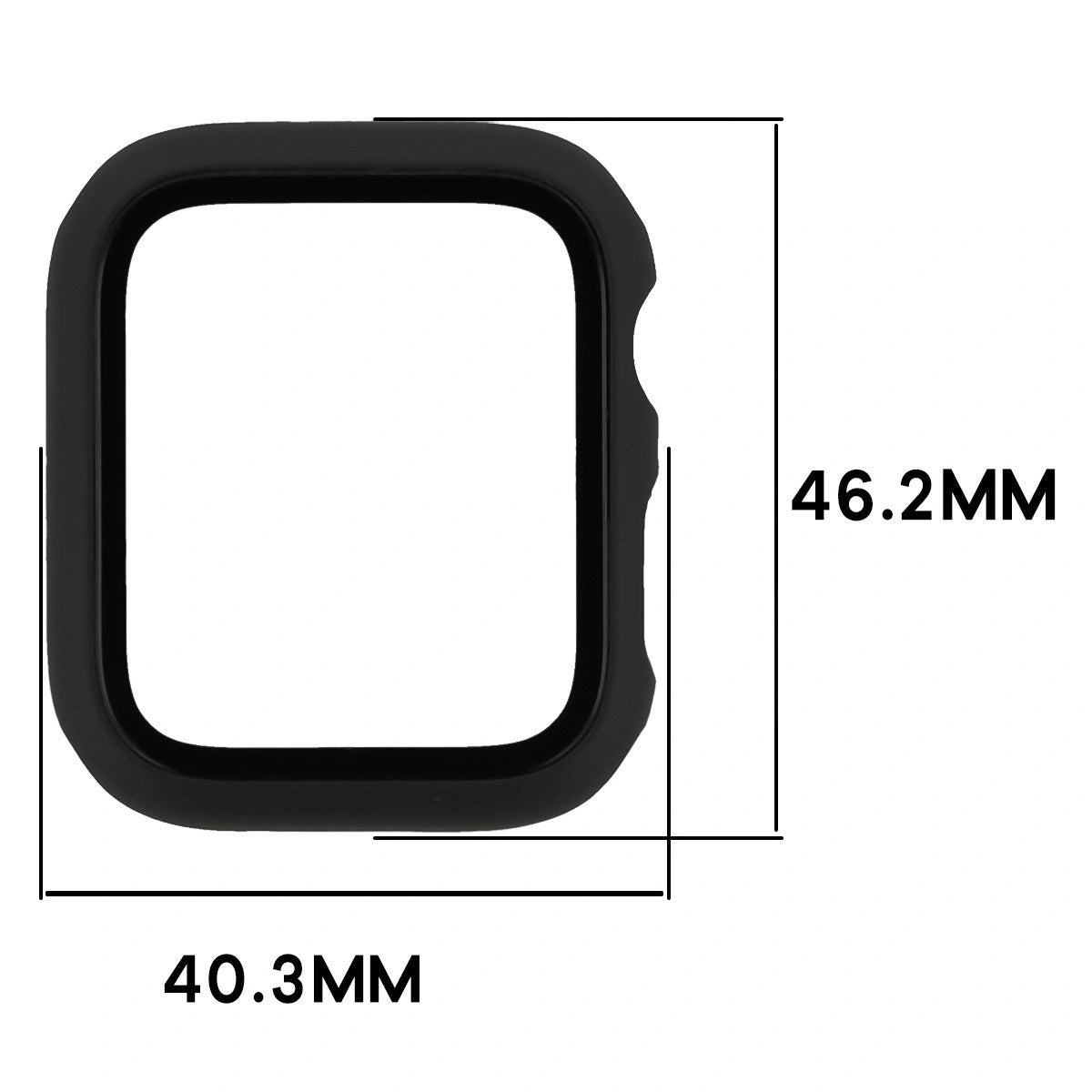 Schutzhülle mit Glas für Apple Watch SE 3 / SE 2 / SE / 6 / 5 / 4 (44 mm), Bizon Case+Glass Watch, mattes Schwarz