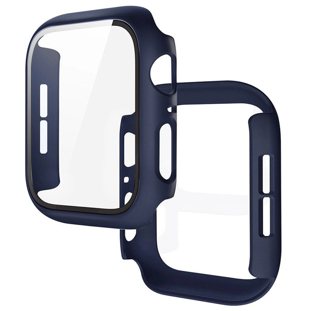 Schutzhülle mit Glas für Apple Watch SE 3 / SE 2 / SE / 6 / 5 / 4 (44 mm), Bizon Case Watch Adamo, Mattes Dunkelblau