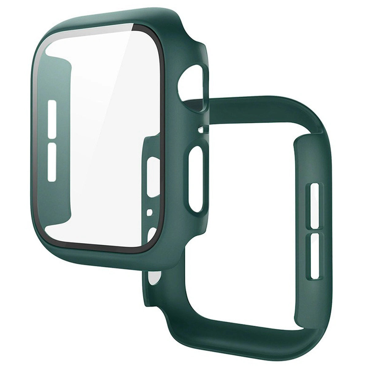 Schutzhülle mit Glas für Apple Watch SE 3 / SE 2 / SE / 6 / 5 / 4 (44 mm), Bizon Case Watch Adamo, mattes Dunkelgrün