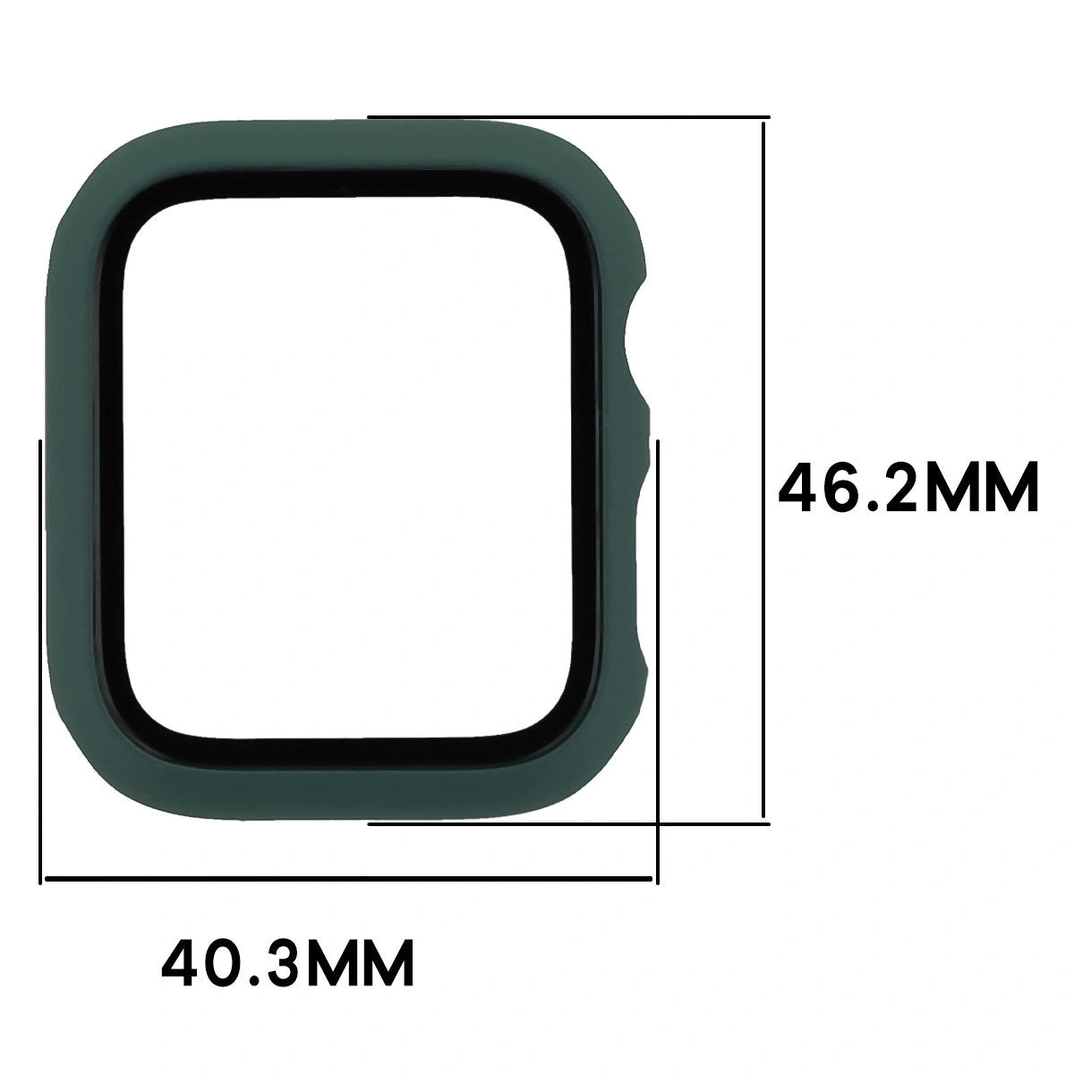 Schutzhülle mit Glas für Apple Watch SE 3 / SE 2 / SE / 6 / 5 / 4 (44 mm), Bizon Case Watch Adamo, mattes Dunkelgrün