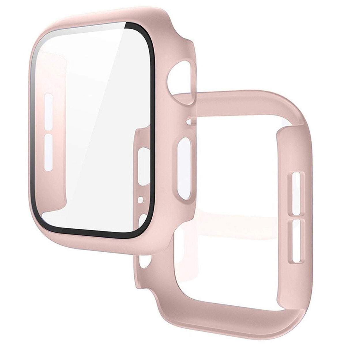 Schutzhülle mit Glas für Apple Watch SE 3 / SE 2 / SE / 6 / 5 / 4 (44 mm), Bizon Case Watch Adamo, mattes Rosa