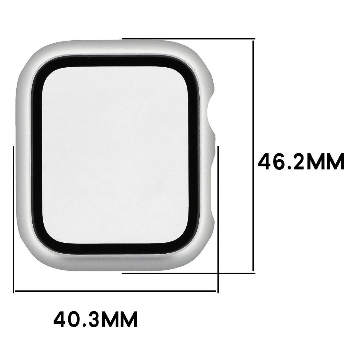 Schutzhülle mit Glas für Apple Watch SE 3 / SE 2 / SE / 6 / 5 / 4 (44 mm), Bizon Case Watch Adamo, mattes Silbern