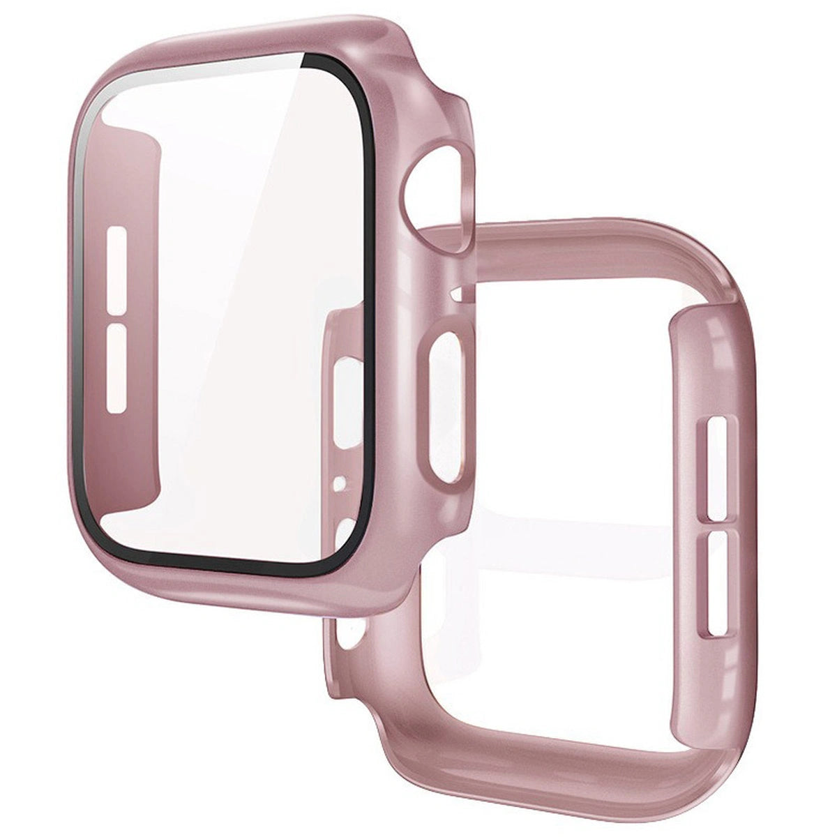 Schutzhülle mit Glas für Apple Watch SE 3 / SE 2 / SE / 6 / 5 / 4 (44 mm), Bizon Case Watch Adamo, Satin Rosa