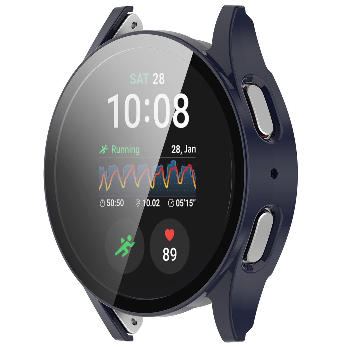 Schutzhülle mit Glas für Galaxy Watch 7 40 mm, Bizon Case Watch Adamo, Blau