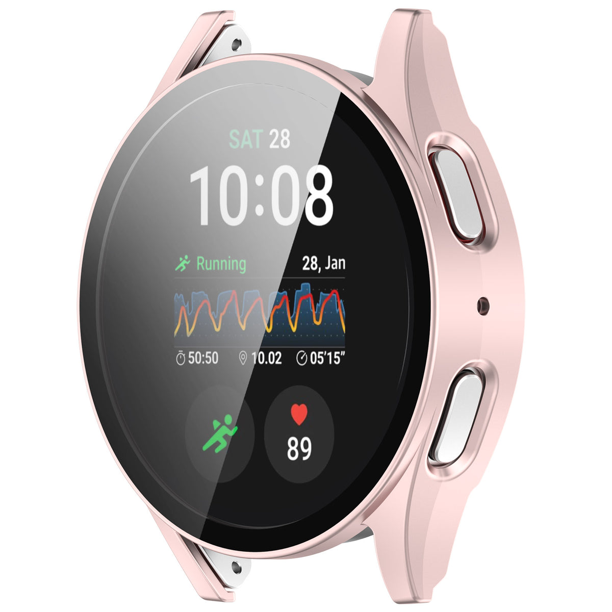 Schutzhülle mit Glas für Galaxy Watch 7 40 mm, Bizon Case Watch Adamo, Satinrosa