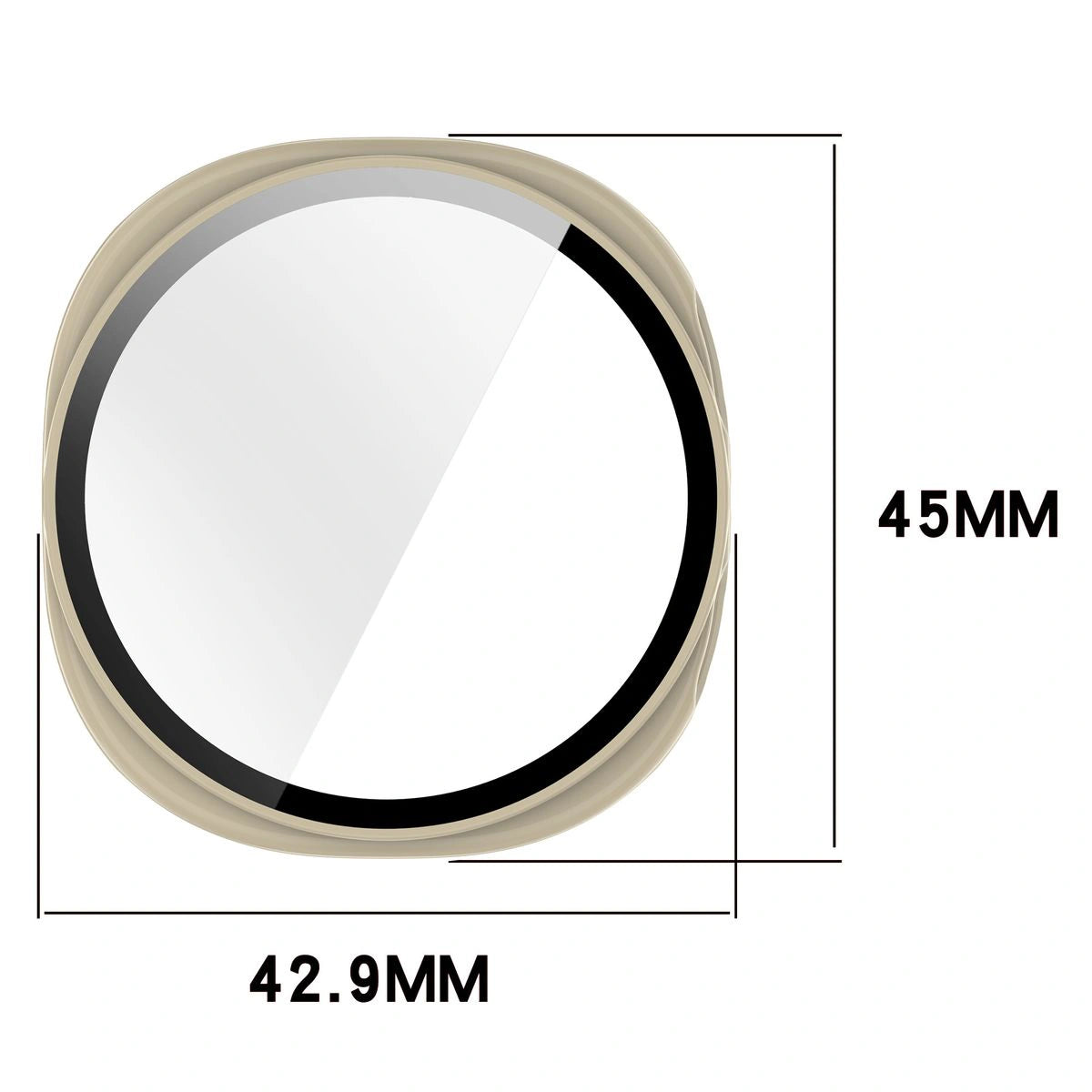 Schutzhülle mit Glas für Galaxy Watch 9 / 8 40 mm, Bizon Case Watch Adamo, Beige