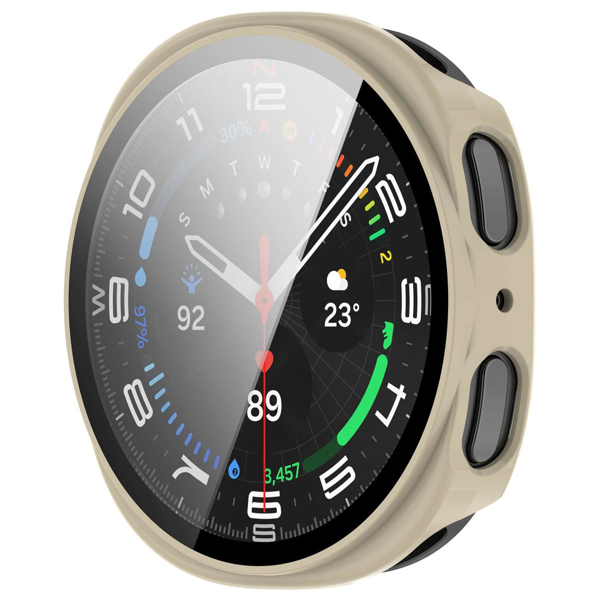 Schutzhülle mit Glas für Galaxy Watch 9 / 8 40 mm, Bizon Case Watch Adamo, Beige