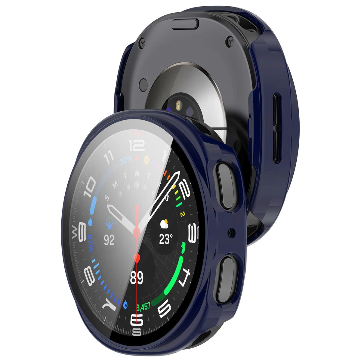 Schutzhülle mit Glas für Galaxy Watch 9 / 8 40 mm, Bizon Case Watch Adamo, Blau