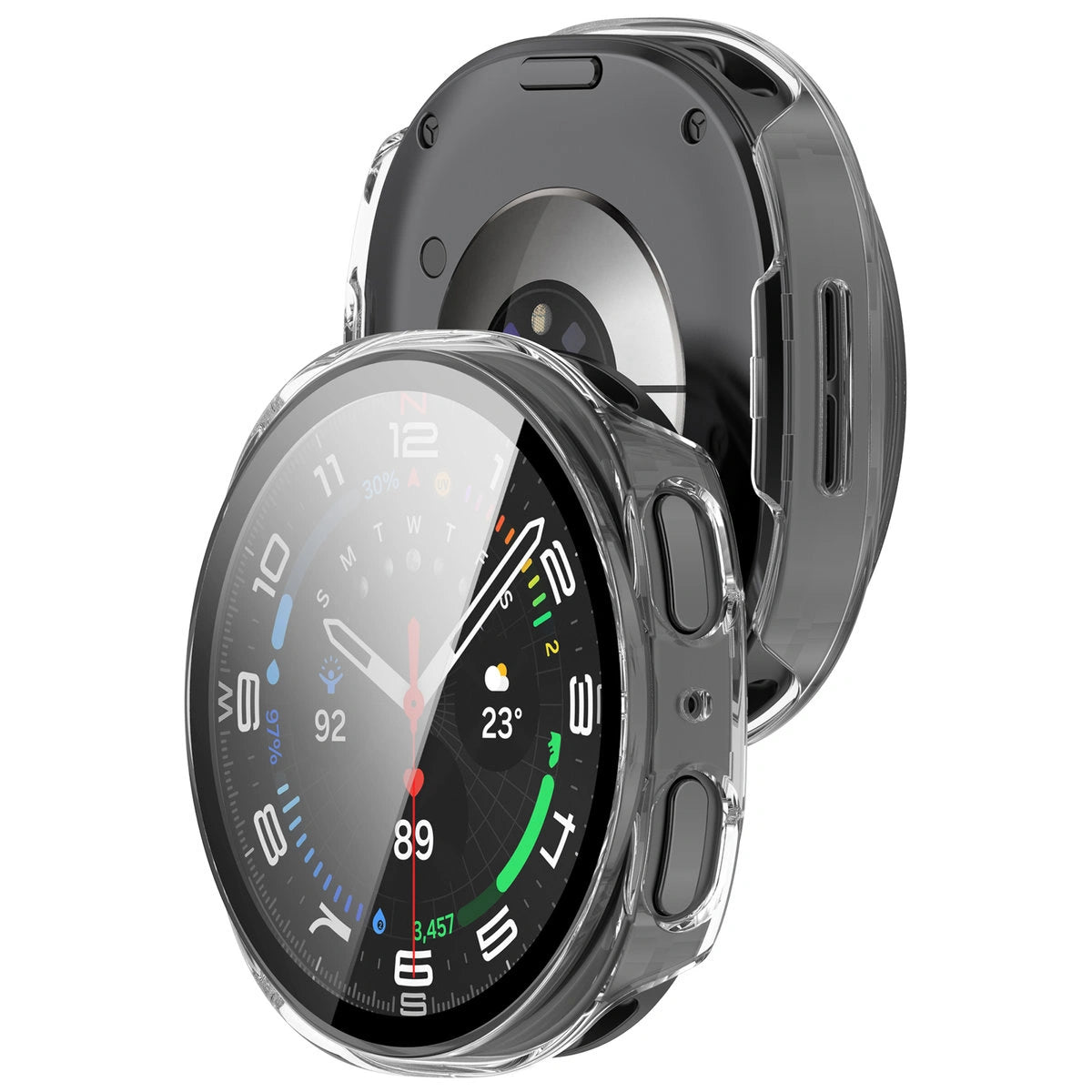 Schutzhülle mit Glas für Galaxy Watch 9 / 8 40 mm, Bizon Case Watch Adamo, Transparent