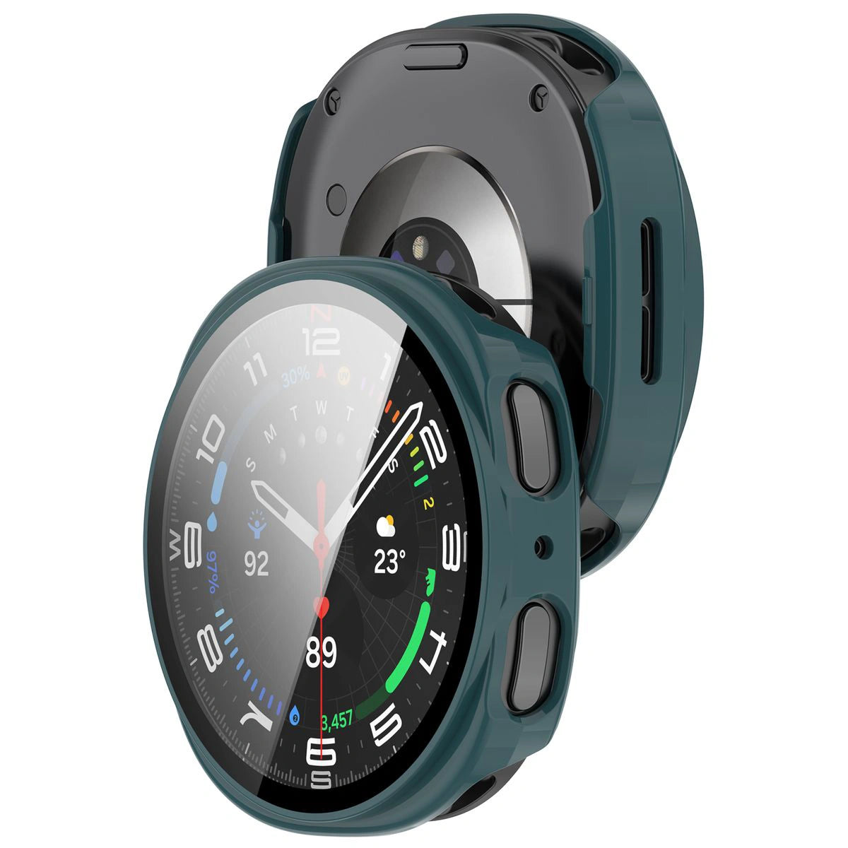 Schutzhülle mit Glas für Galaxy Watch 9 / 8 40 mm, Bizon Case Watch Adamo, Grün