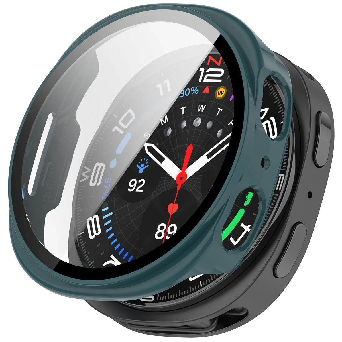 Schutzhülle mit Glas für Galaxy Watch 9 / 8 40 mm, Bizon Case Watch Adamo, Grün