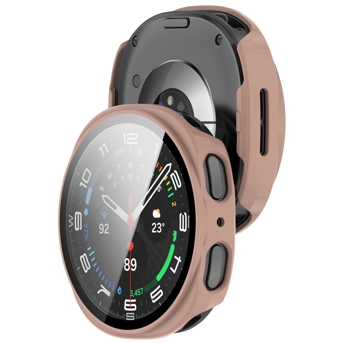 Schutzhülle mit Glas für Galaxy Watch 9 / 8 40 mm, Bizon Case Watch Adamo, Rosa