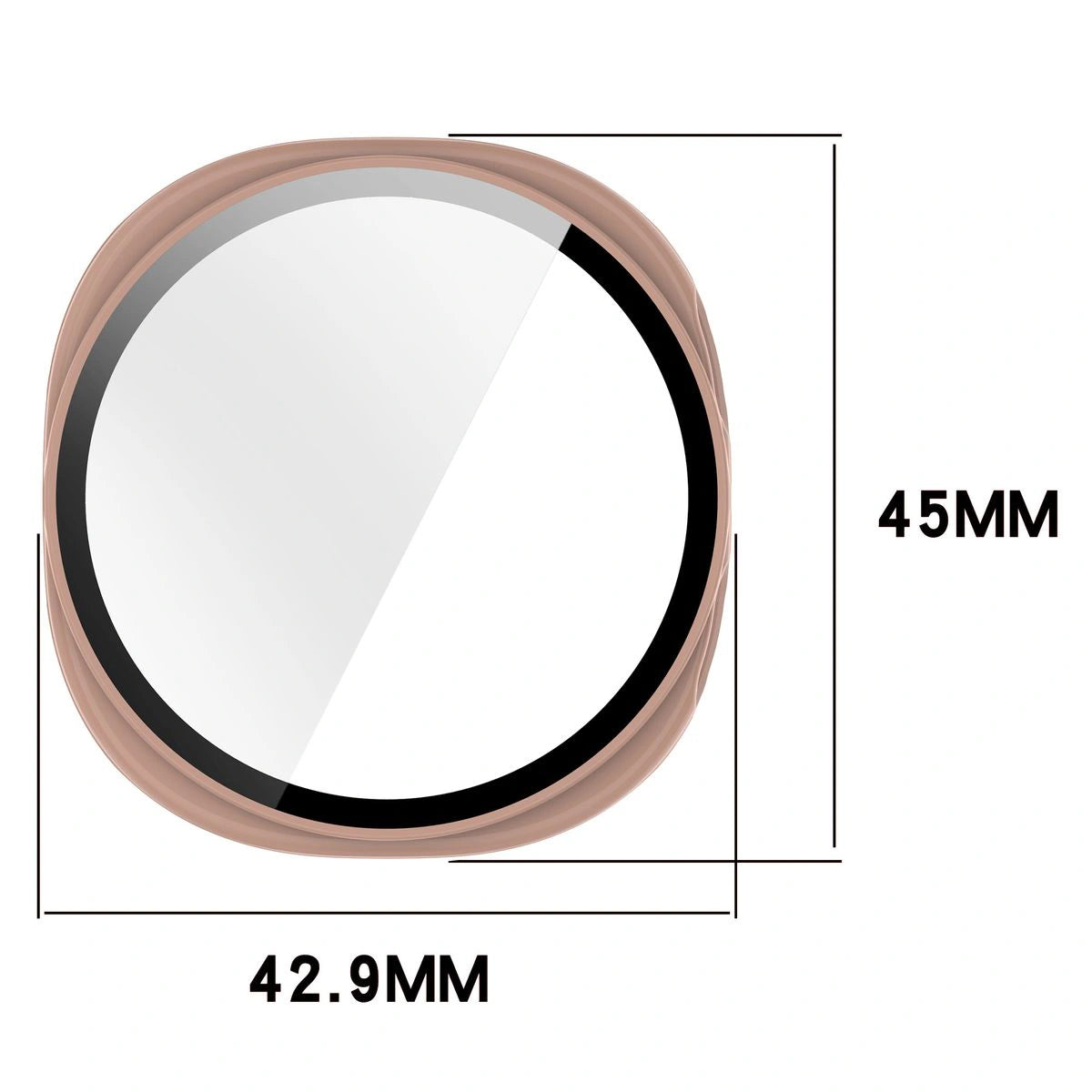 Schutzhülle mit Glas für Galaxy Watch 9 / 8 40 mm, Bizon Case Watch Adamo, Rosa