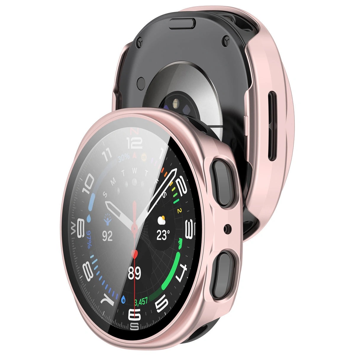 Schutzhülle mit Glas für Galaxy Watch 9 / 8 40 mm, Bizon Case Watch Adamo, Satin Rosa