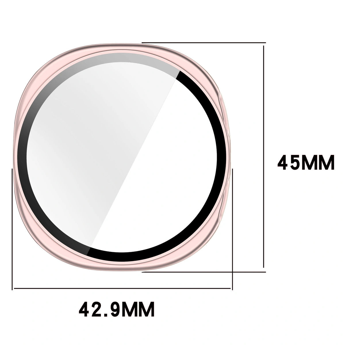 Schutzhülle mit Glas für Galaxy Watch 9 / 8 40 mm, Bizon Case Watch Adamo, Satin Rosa