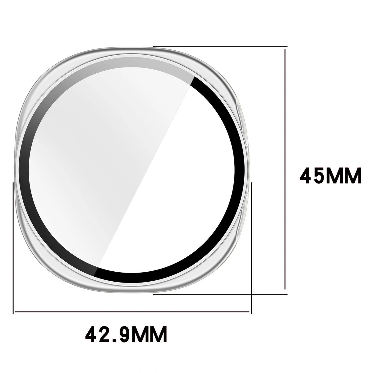 Schutzhülle mit Glas für Galaxy Watch 9 / 8 40 mm, Bizon Case Watch Adamo, Satin Silbern
