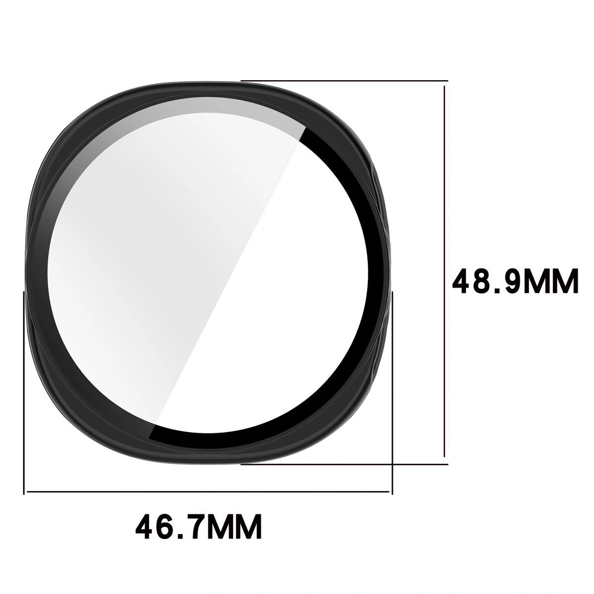 Schutzhülle mit Glas für Samsung Galaxy Watch 9 / 8 44 mm, Bizon Case Watch Adamo, Schwarz