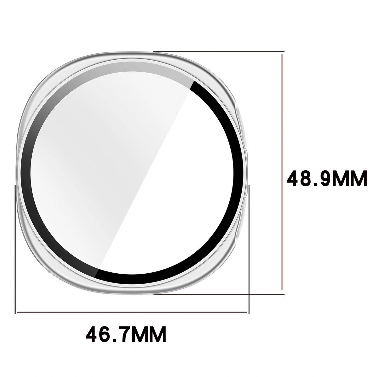 Schutzhülle mit Glas für Samsung Galaxy Watch 9 / 8 44 mm, Bizon Case Watch Adamo, Silber