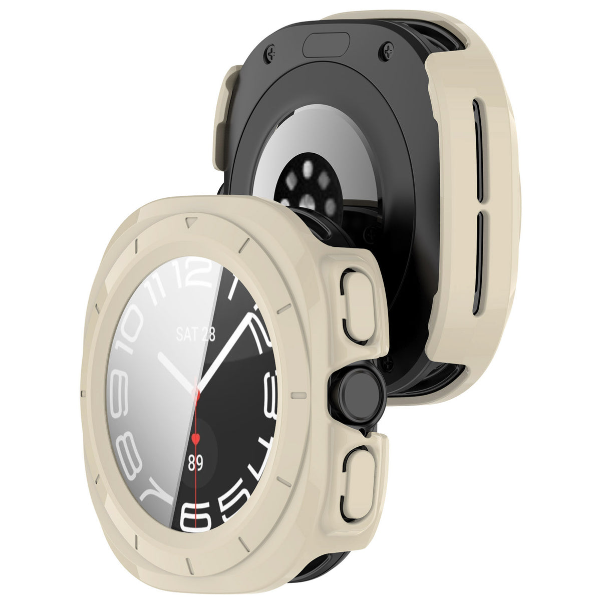 Schutzhülle mit Glas für Galaxy Watch Ultra 2 / Ultra, Bizon Case Watch Adamo, Beige