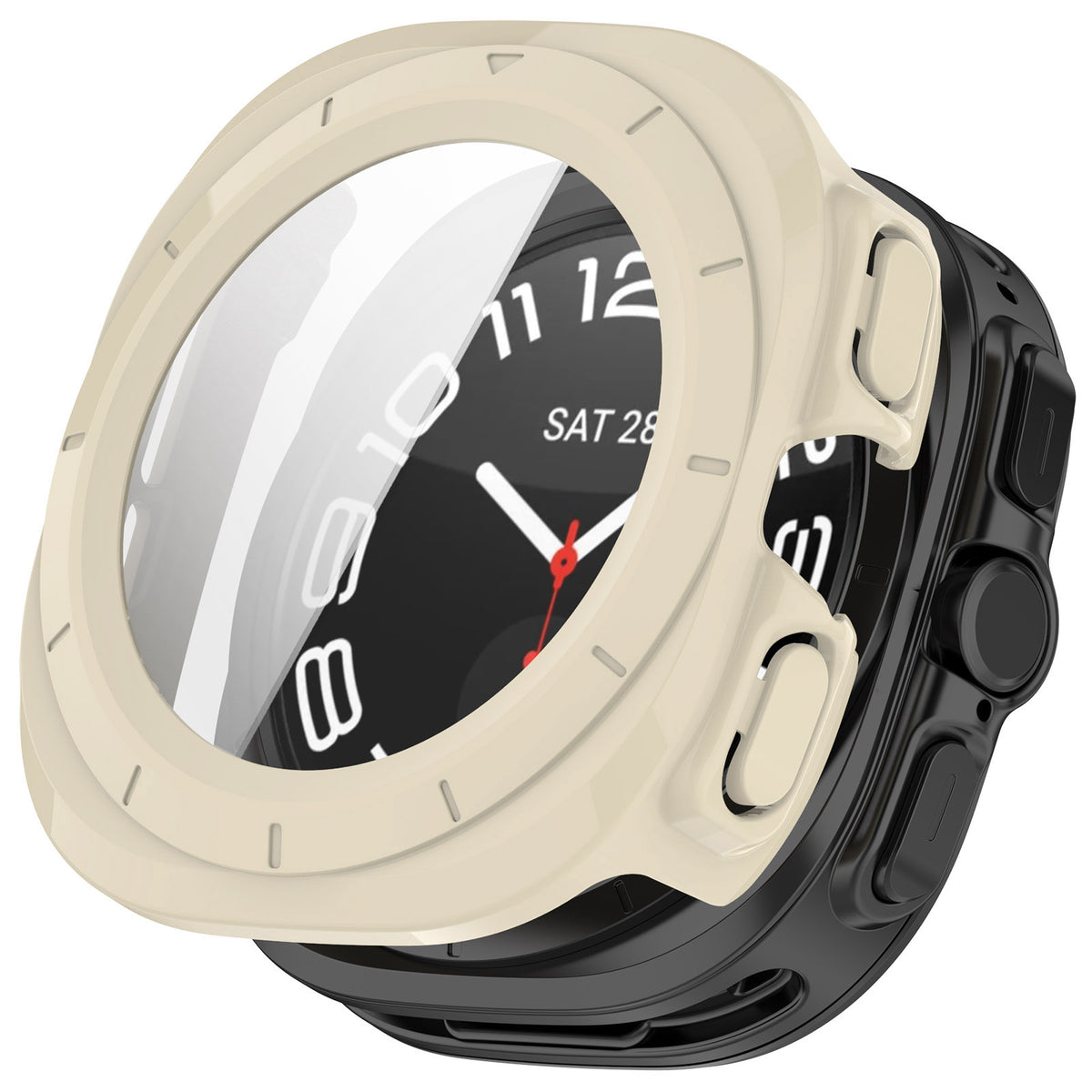 Schutzhülle mit Glas für Galaxy Watch Ultra 2 / Ultra, Bizon Case Watch Adamo, Beige