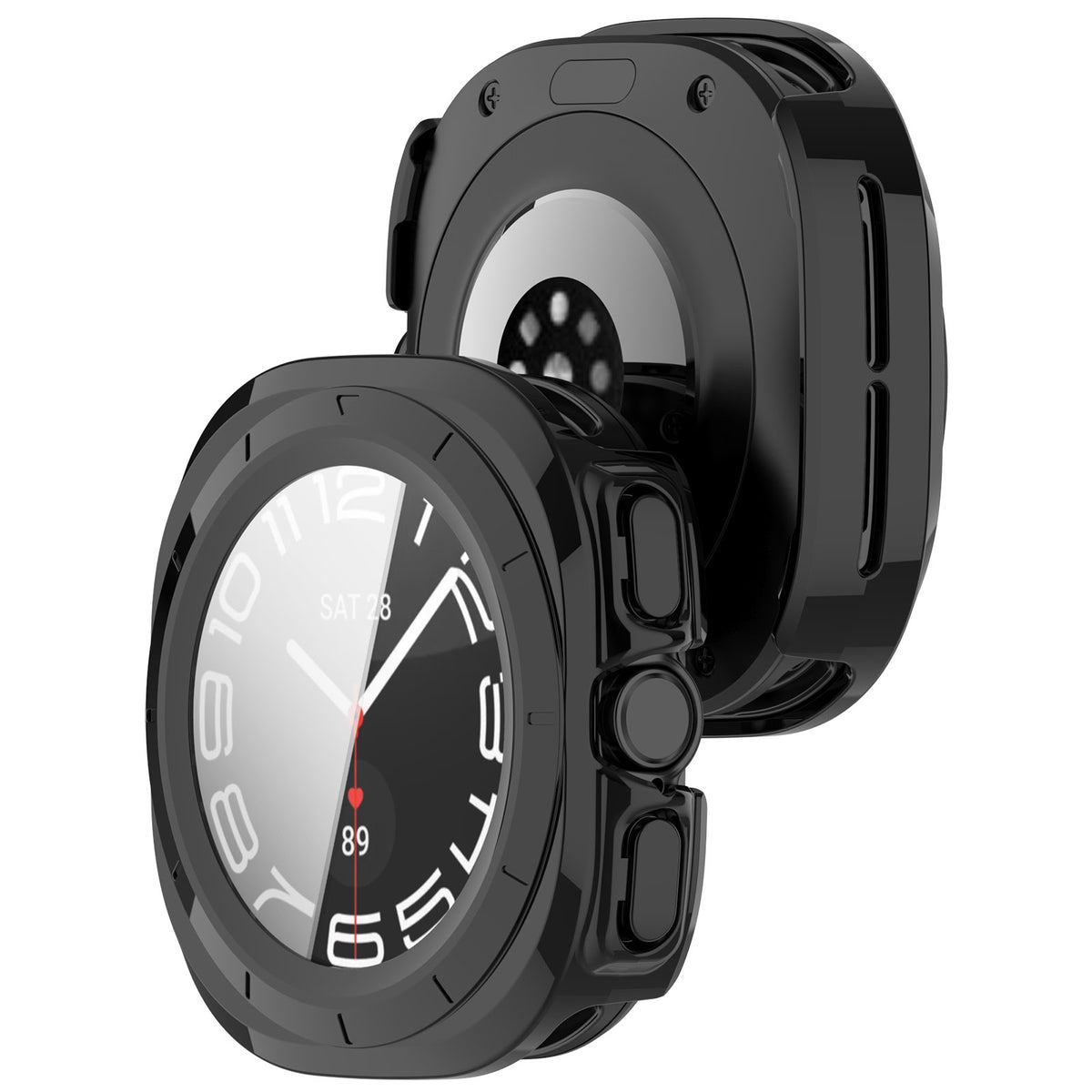 Schutzhülle mit Glas für Galaxy Watch Ultra 2 / Ultra, Bizon Case+Glass Watch, Schwarz