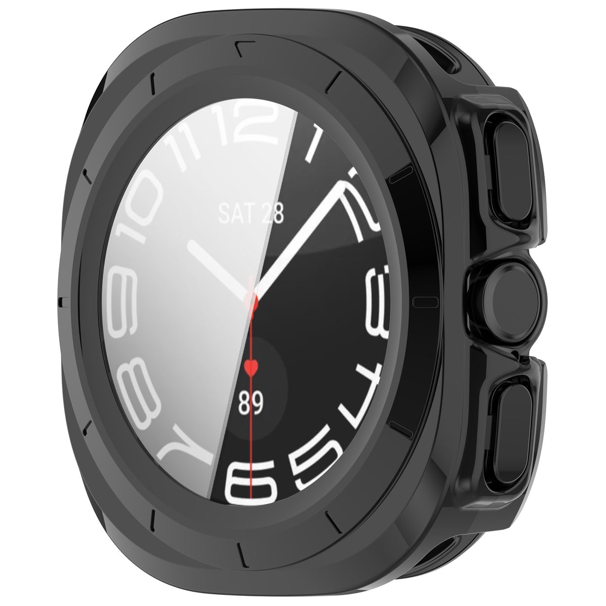 Schutzhülle mit Glas für Galaxy Watch Ultra 2 / Ultra, Bizon Case+Glass Watch, Schwarz