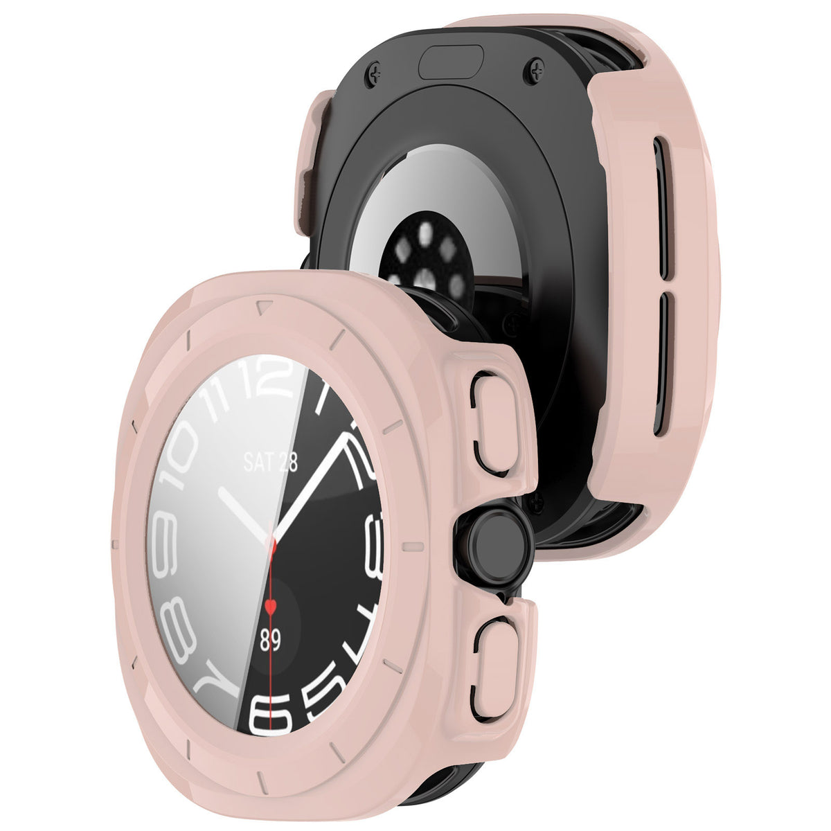 Schutzhülle mit Glas für Galaxy Watch Ultra 2 / Ultra, Bizon Case Watch Adamo, Rosa
