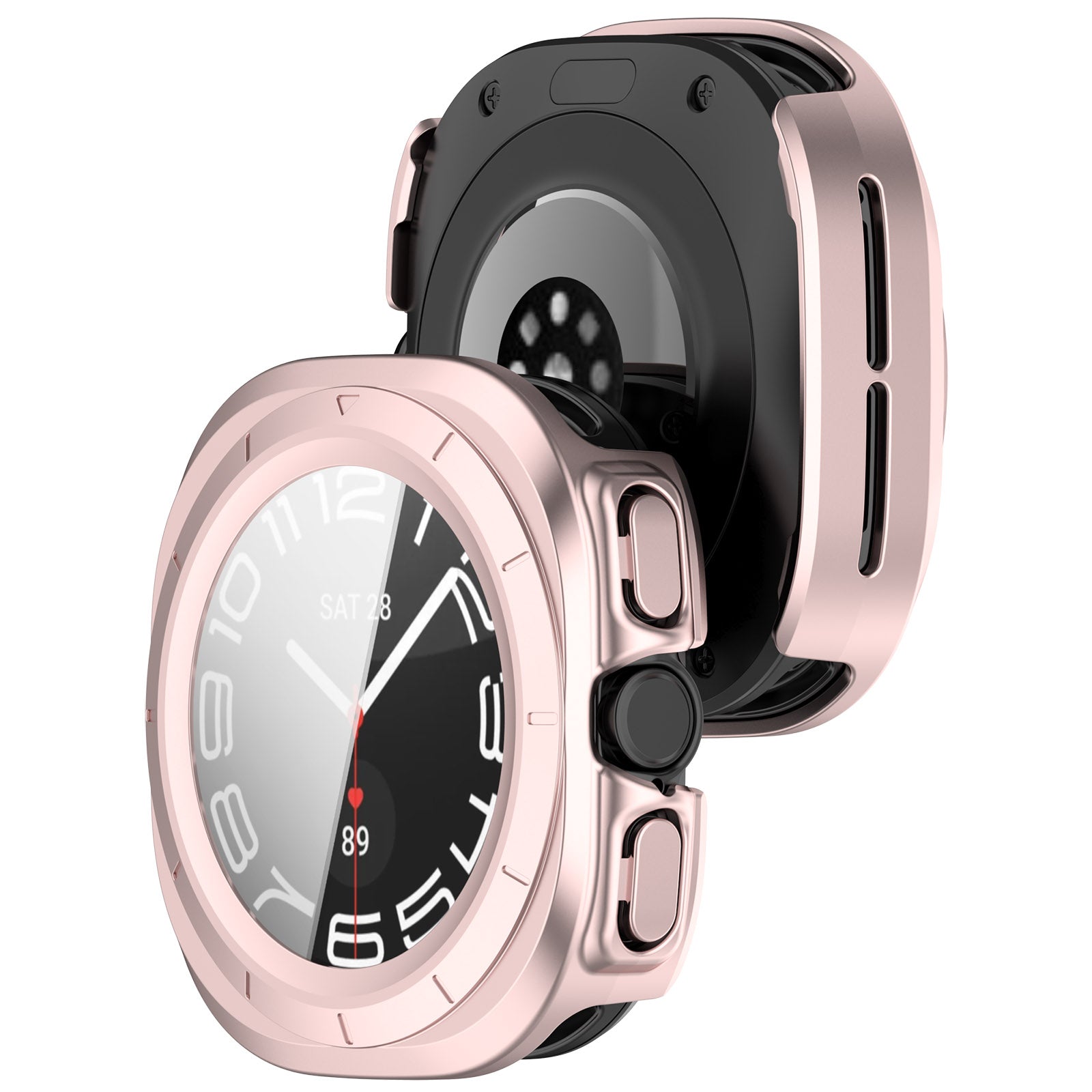 Schutzhülle mit Glas für Galaxy Watch Ultra 2 / Ultra, Bizon Case Watch Adamo, Satinrosa