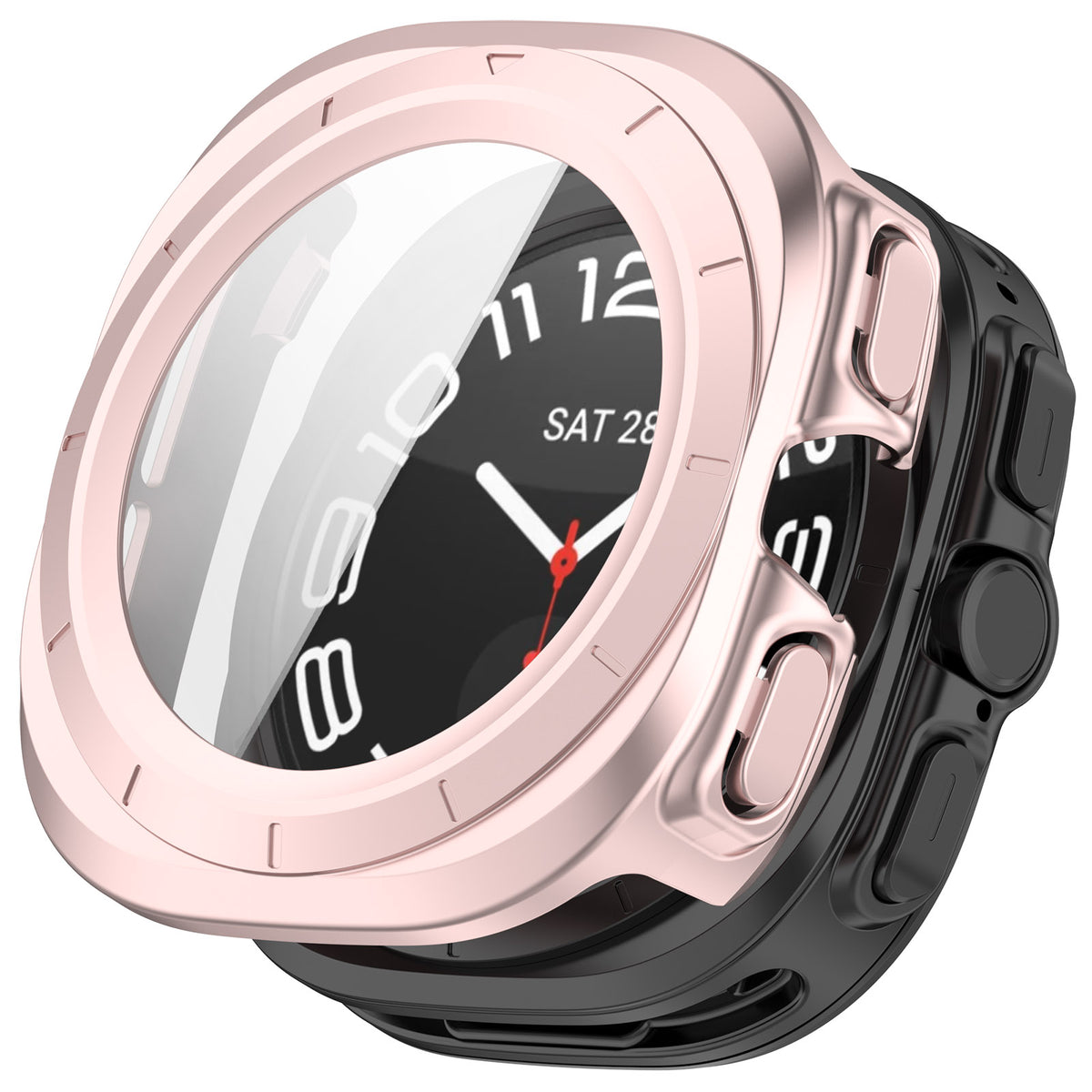 Schutzhülle mit Glas für Galaxy Watch Ultra 2 / Ultra, Bizon Case Watch Adamo, Satinrosa