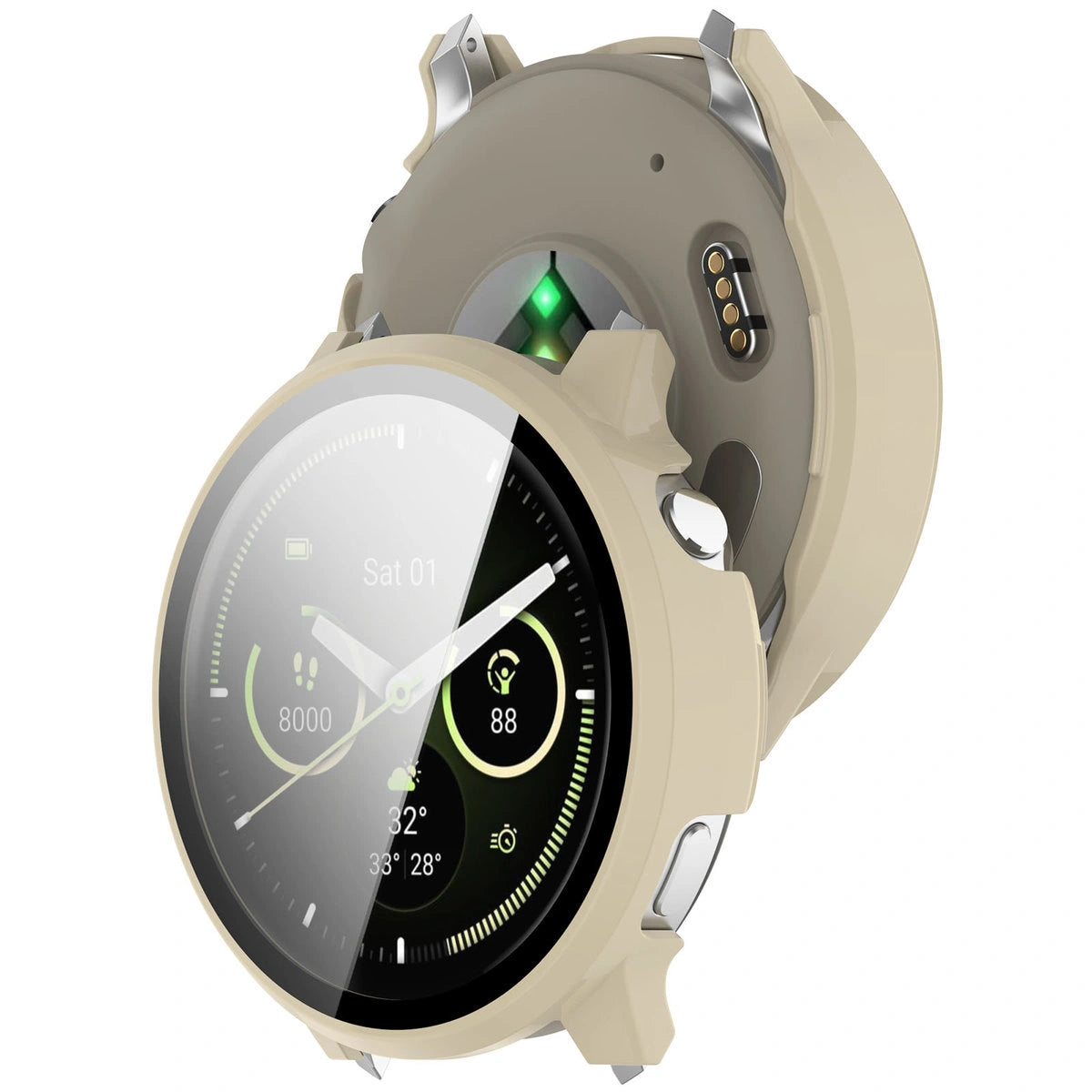 Schutzhülle mit Glas für Garmin Venu 4 41 mm, Bizon Case Watch Adamo, Beige