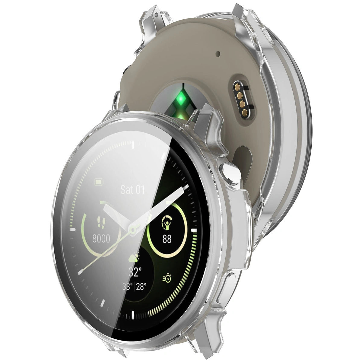 Schutzhülle mit Glas für Garmin Venu 4 41 mm, Bizon Case Watch Adamo, Transparent