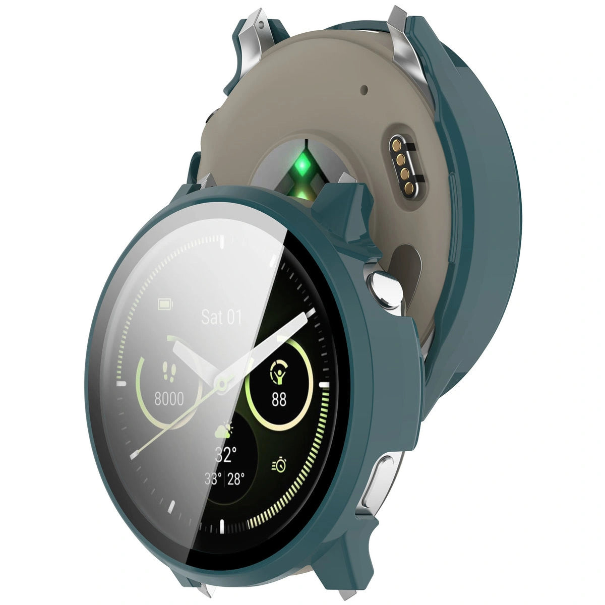 Schutzhülle mit Glas für Garmin Venu 4 41 mm, Bizon Case Watch Adamo, Grün