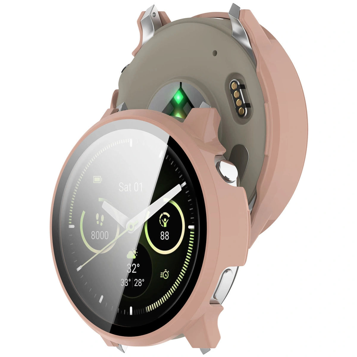 Schutzhülle mit Glas für Garmin Venu 4 41 mm, Bizon Case Watch Adamo, Rosa