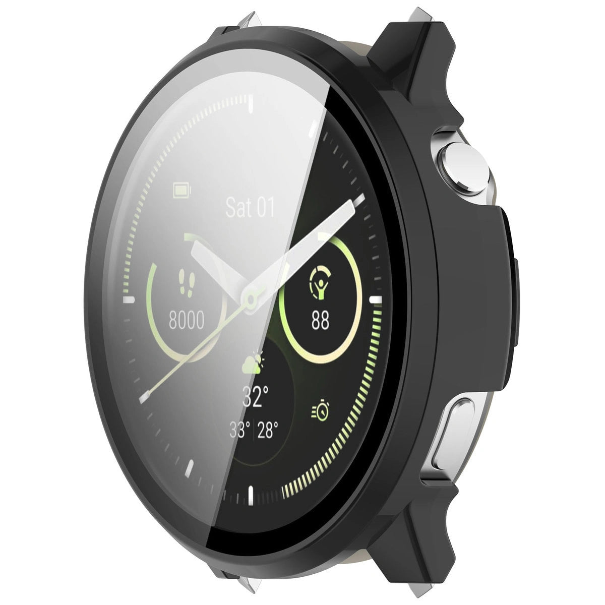 Schutzhülle mit Glas für Garmin Venu 4 45 mm, Bizon Case+Glass Watch, Schwarz