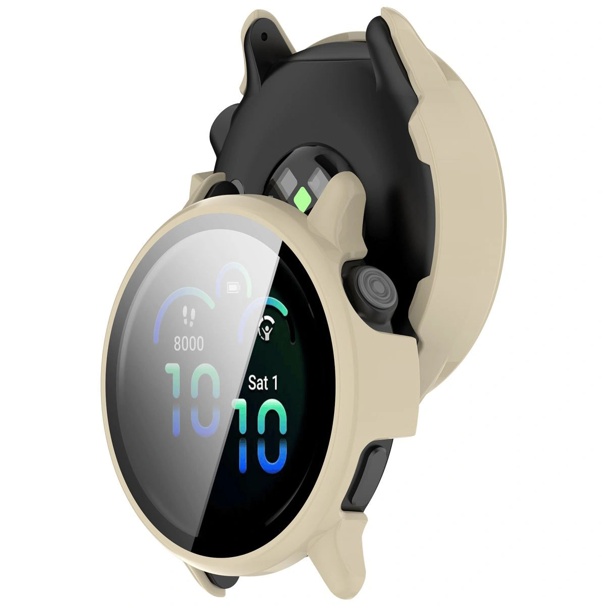 Schutzhülle mit Glas für Garmin Vivoactive 6, Bizon Case Watch Adamo, Beige
