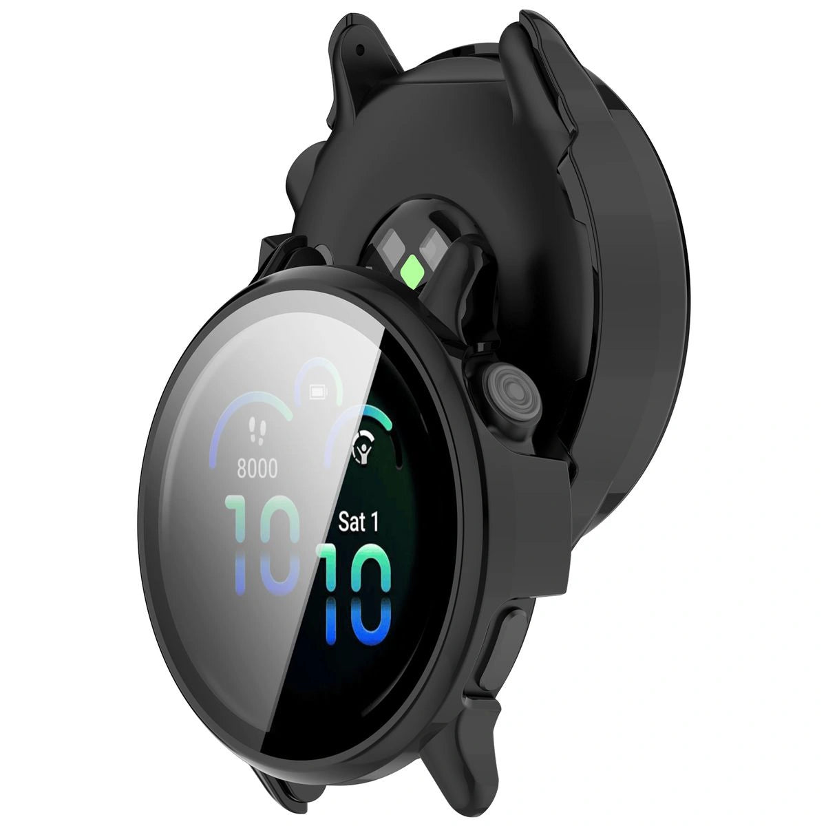 Schutzhülle mit Glas für Garmin Vivoactive 6, Bizon Case Watch Adamo, Schwarz
