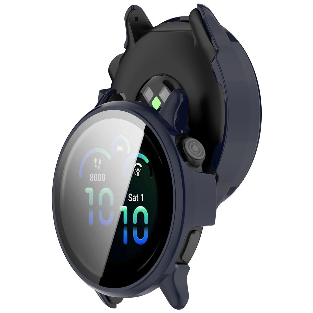Schutzhülle mit Glas für Garmin Vivoactive 6, Bizon Case Watch Adamo, Blau
