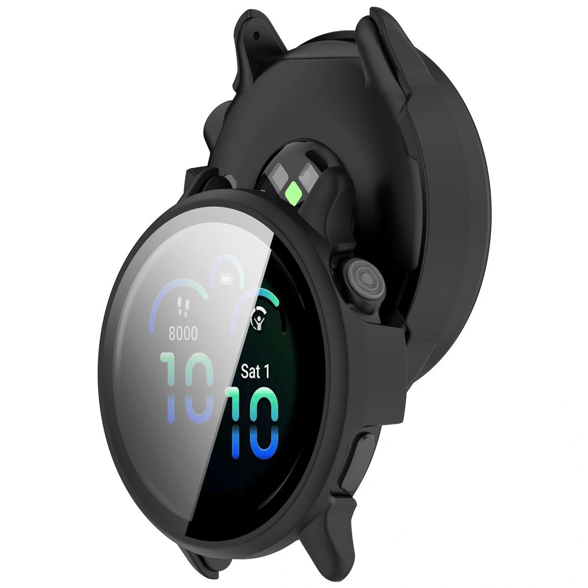 Schutzhülle mit Glas für Garmin Vivoactive 6, Bizon Case Watch Adamo, mattes Schwarz