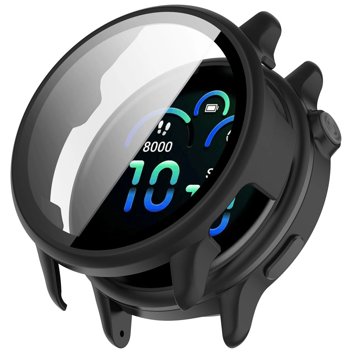 Schutzhülle mit Glas für Garmin Vivoactive 6, Bizon Case Watch Adamo, mattes Schwarz
