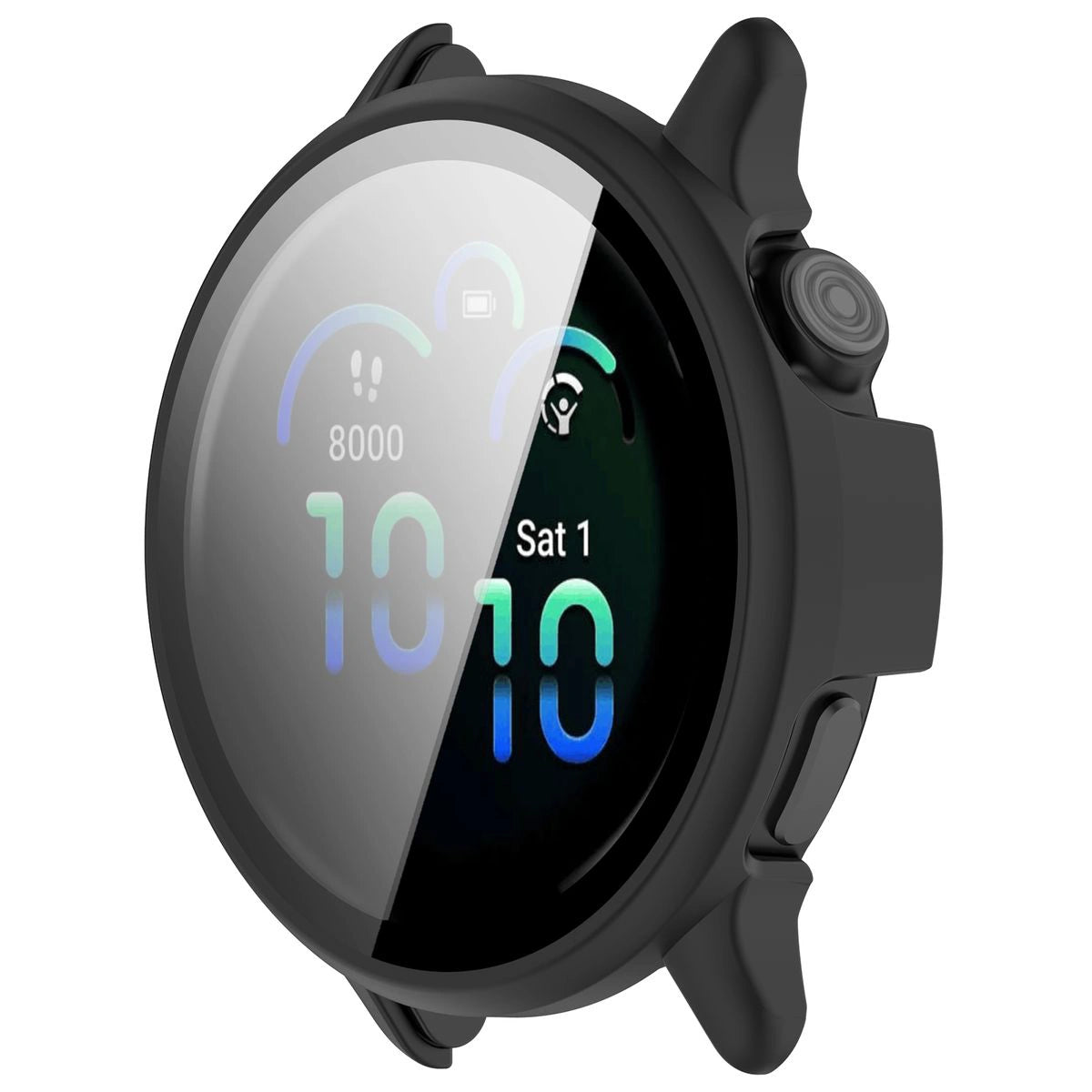 Schutzhülle mit Glas für Garmin Vivoactive 6, Bizon Case Watch Adamo, mattes Schwarz